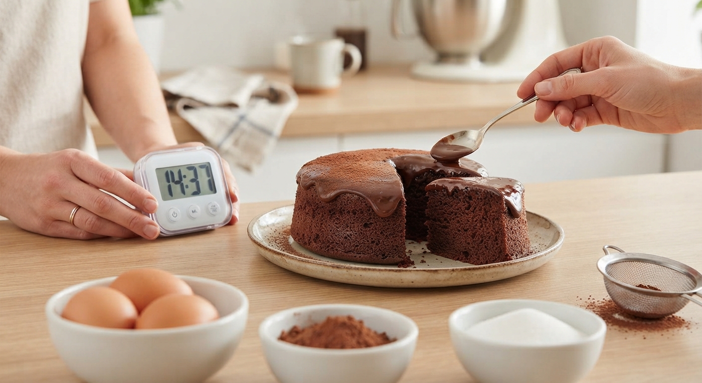 Bolo de 3 ingredientes fofinho com calda — 15 minutos